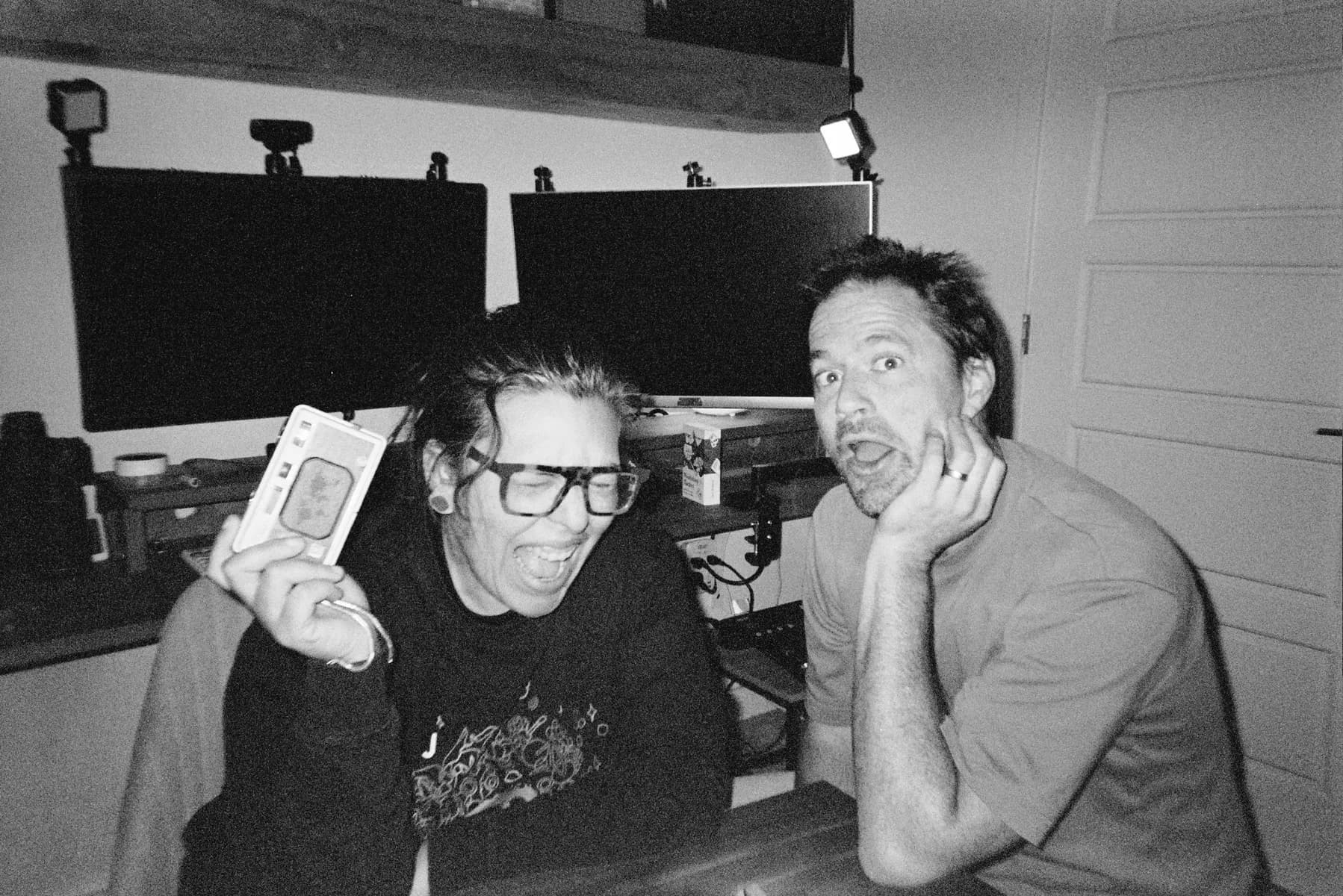 Lynn and Scott at the studio desk