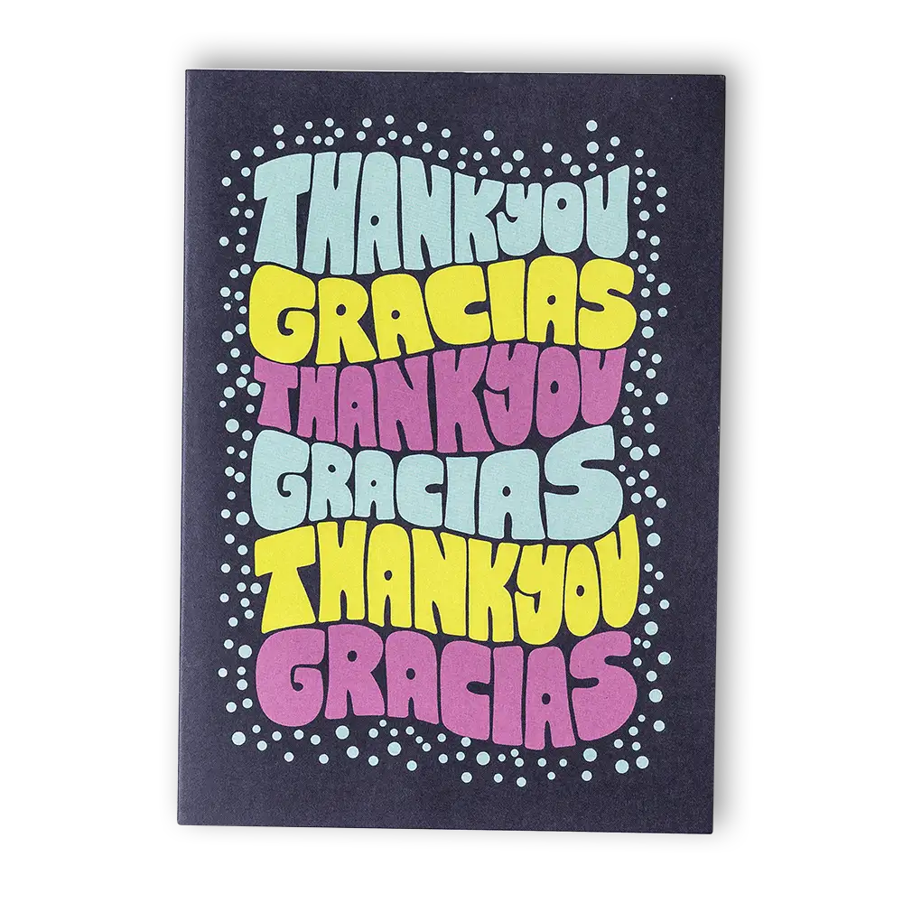 Thank You Card by Chelsea Zo Art in English and Spanish