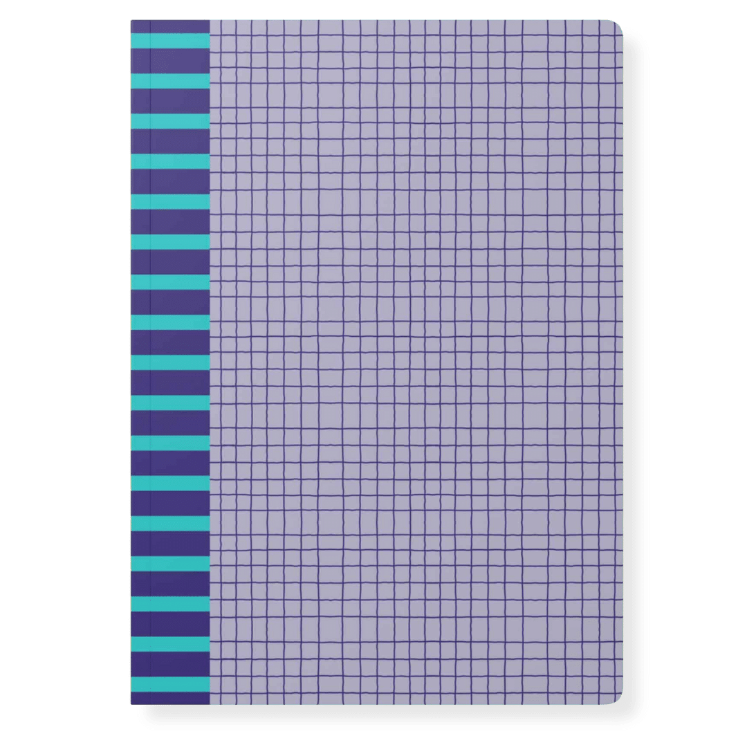 Softcover journal in lavender with grid pattern design and perforated pages - Studio Lines Collection