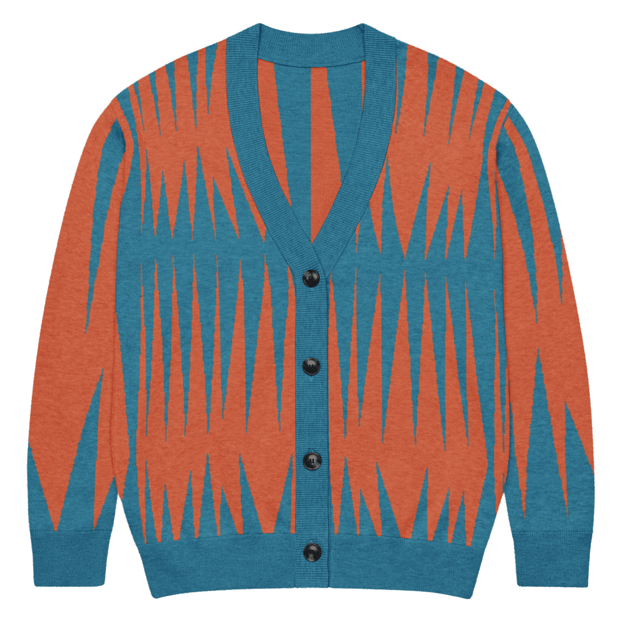 Jagged Lines Knitted Cardigan | Jacquard Knit Sweater